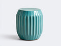 Pedale in ceramica smaltata 42×42×44 cm - turchese - forma bombata scanalata per Soggiorno