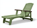 Poltrona reclinabile 195×72×100 cm - plastica verde oliva e marrone - braccioli effetto legno per terrazza