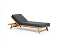 Poltrona Reclinabile in teak e tessuto 198×72×88 cm - naturale e grigio antracite - ripiano integrato per Terrazza