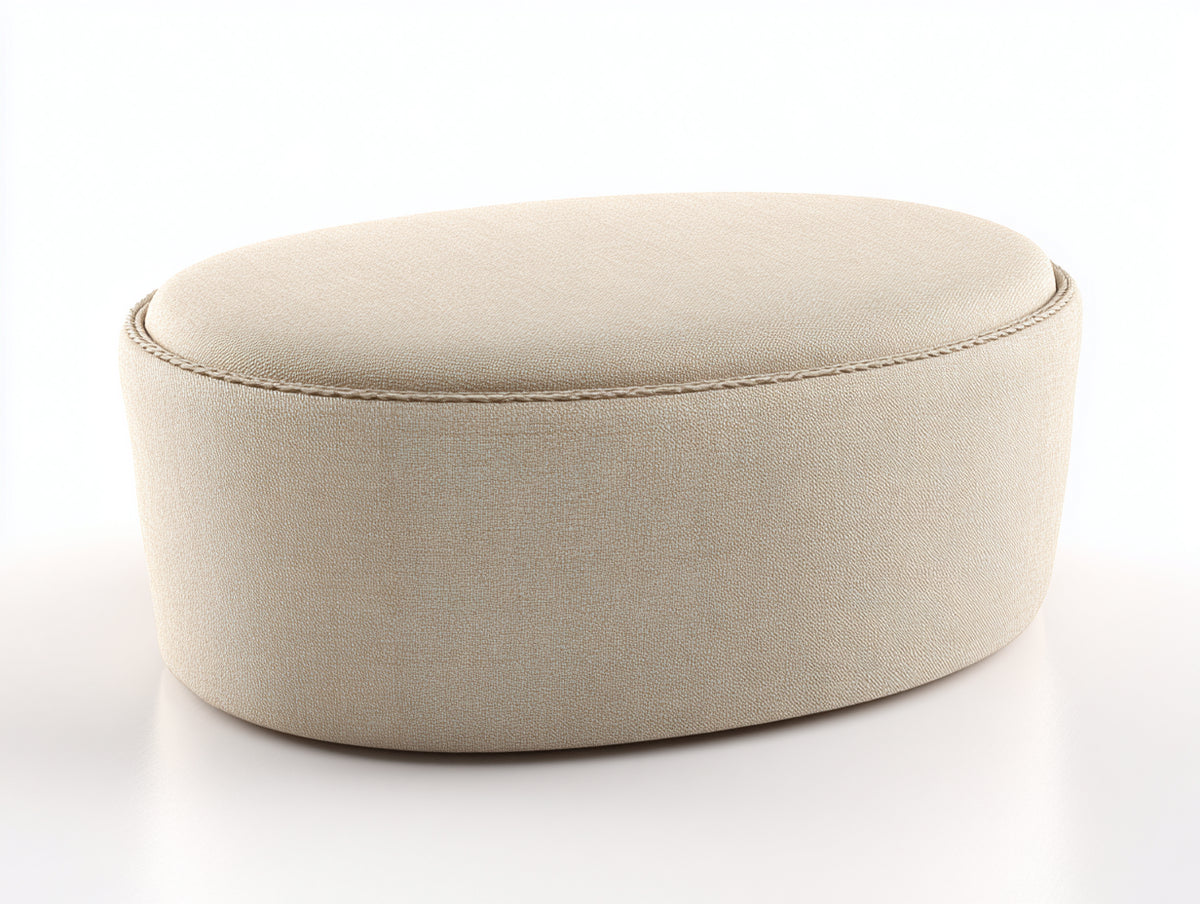 Pedale imbottito ovale in tessuto 80×50×34 cm – beige chiaro – poggiapiedi per soggiorno
