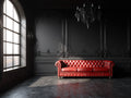 Divano a 3 posti effetto pelle 225×92×78 cm - rosso - fascia frontale con bottoni per soggiorno