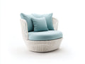 Poltrona in corda e tessuto 84×82×80 cm - bianco e azzurro chiaro - linea avvolgente per camera da letto