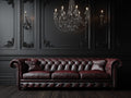 Divano 3 posti in pelle 215×90×78 cm – bordeaux – stile Chesterfield per soggiorno