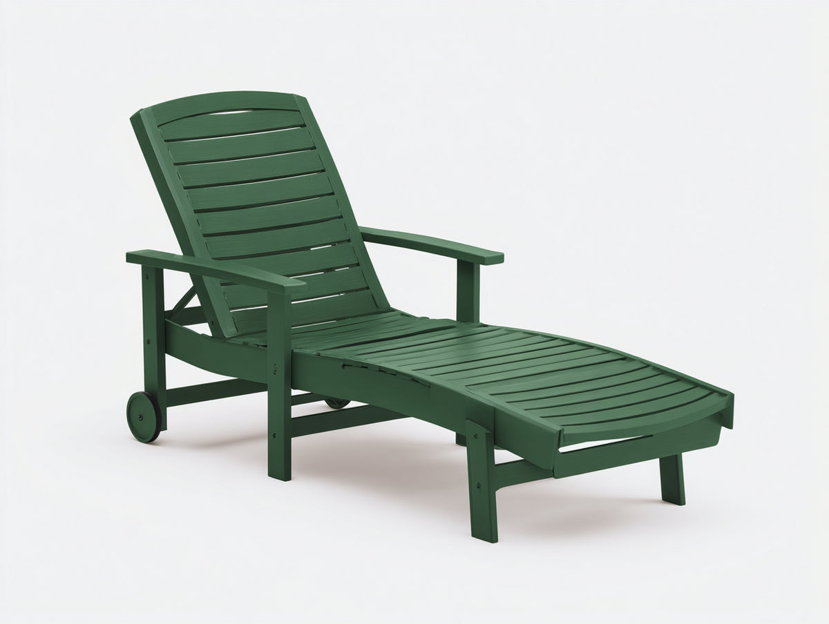 Poltrona reclinabile in plastica 200×70×100 cm - verde - piano curvo a doghe per terrazza