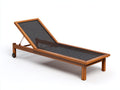 Poltrona Reclinabile in teak e rete 200×67×92 cm - marrone teak e marrone scuro - senza braccioli con ruote per Terrazza