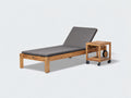 Poltrona Reclinabile in teak e tessuto 202×70×91 cm - miele e grigio grafite - tavolino su rotelle per Terrazza
