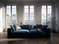 Divano 3 posti in velluto 225×95×82 cm – blu notte – linea moderna per soggiorno