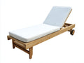 Poltrona Reclinabile in teak rivestita 200×68×34 cm – teak naturale/bianco – design lineare con ruote per terrazza