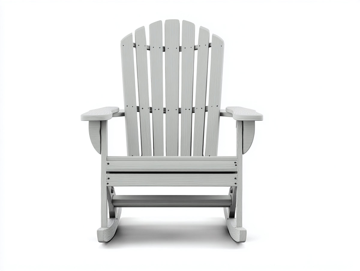Poltrona a dondolo 72×90×112 cm - grigio chiaro effetto legno - schienale a ventaglio per camera da letto