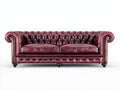 Divano effetto pelle 220×95×78 cm - rosso scuro - schienale a rombi e piedi torniti per soggiorno