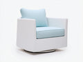 Poltrona imbottita 80×78×76 cm - bianco e azzurro chiaro - base circolare per camera da letto