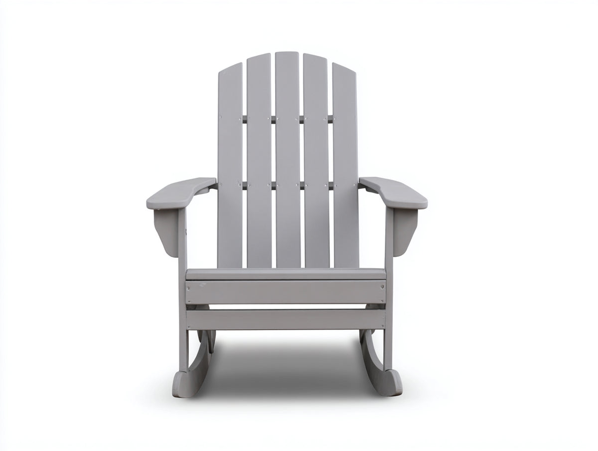 Poltrona a dondolo in legno 92×76×103 cm – grigio chiaro – stile Adirondack per camera da letto